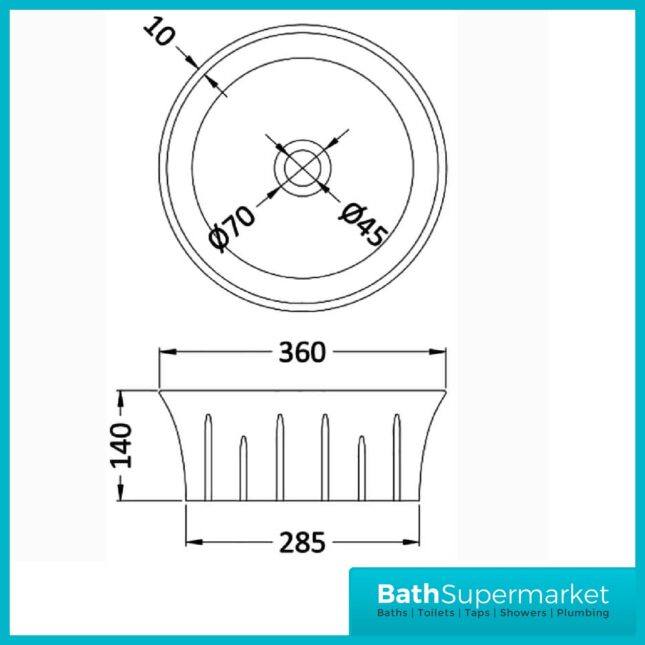 Round Gloss White Anter Top Basin