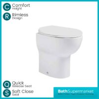 Tavistock Loft Comfort Height Back To Wall Rimless Toilet-Soft Close Seat