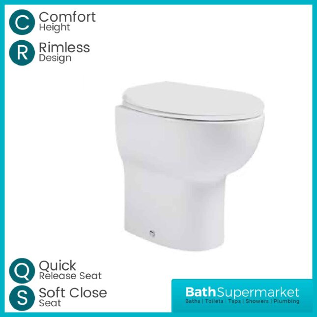 Tavistock Loft Comfort Height Back To Wall Rimless Toilet-Soft Close Seat