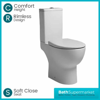 Tavistock Loft Comfort Height Rimless Close Coupled WC & Soft Close Seat