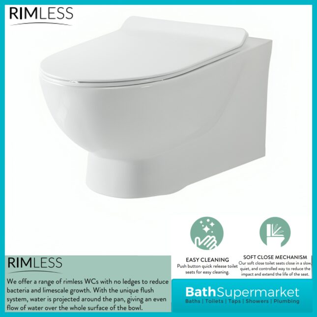 Sognare Belini Rimless Wall Hung Pan With Soft Close Seat