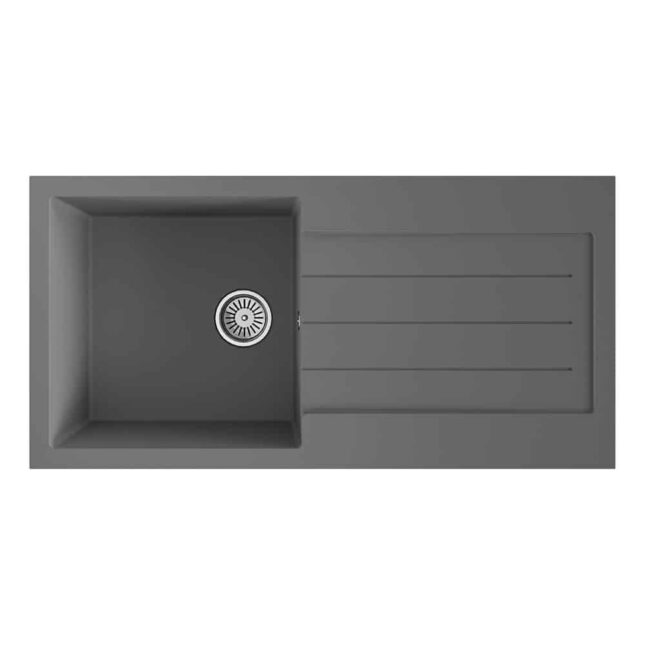 Ellsi Comite Single Bowl Inset 1000 x 500 Matt Grey Kitchen Sink - Image 2