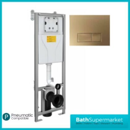 WC Toilet Frame and Concealed Cistern with Gold Flush Plate 1100mm High