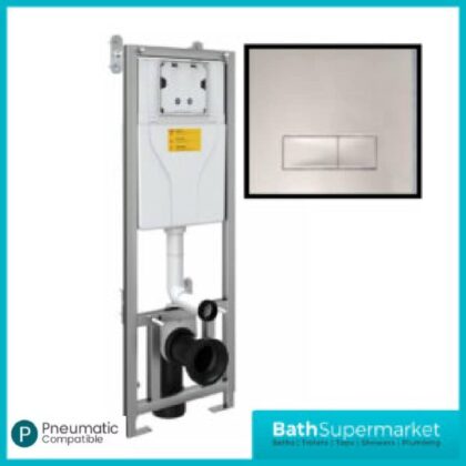 WC Toilet Frame and Concealed Cistern with White Flush Plate 1100mm High
