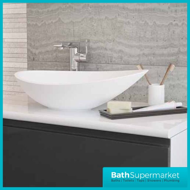 White Elemi Oval Resin Washbowl Basin – 564x323mm