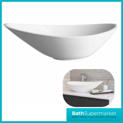 White Elemi Oval Resin Washbowl Basin – 564x323mm