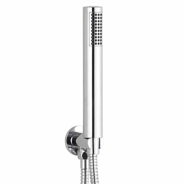 Round Chrome Outlet Elbow With Parking Bracket, Flex & Handset - Image 4