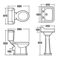 Nuie Carlton 4-Piece Traditional 2TH Bathroom Suite - Image 7