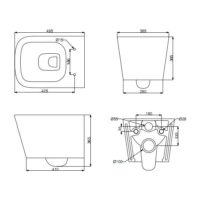 AquaVolere Cordata Wall Hung Rimless Toilet & Soft Close Seat - Image 3