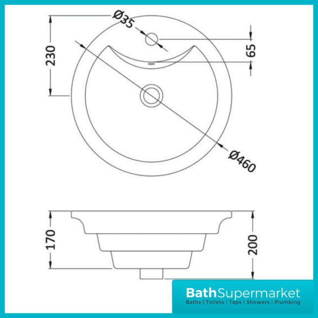 Nuie Round Tiered Vessel-White-460mm-1 Tap Hole