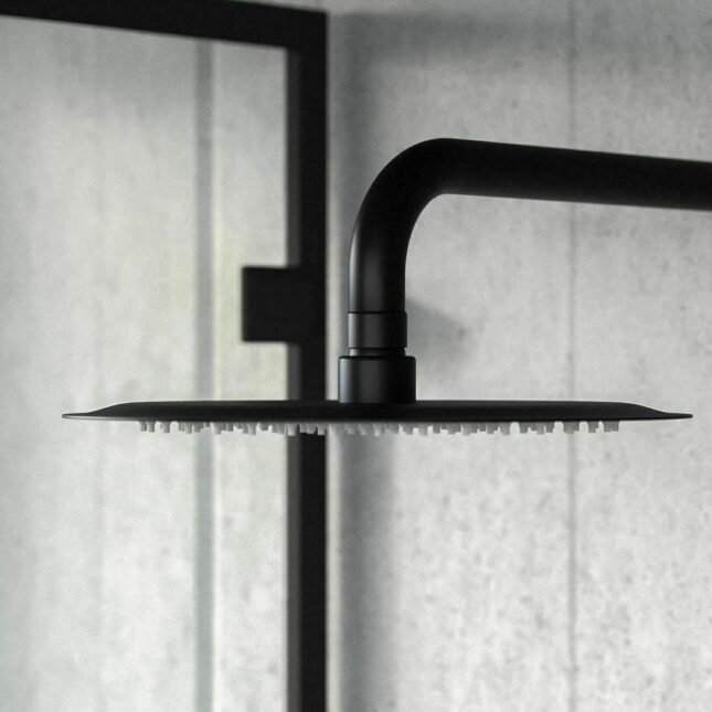 Mono Matt Black Round Concealed Valve + Parking Handset + Wall Arm - Image 5