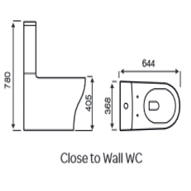 Kameo Rimless Fully Back to Wall Close Coupled Toilet & Soft Close Seat - Image 4