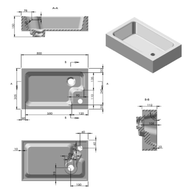 Denza Futura Gloss White Space Saving Toilet with Sink on Top 500mm - Image 5