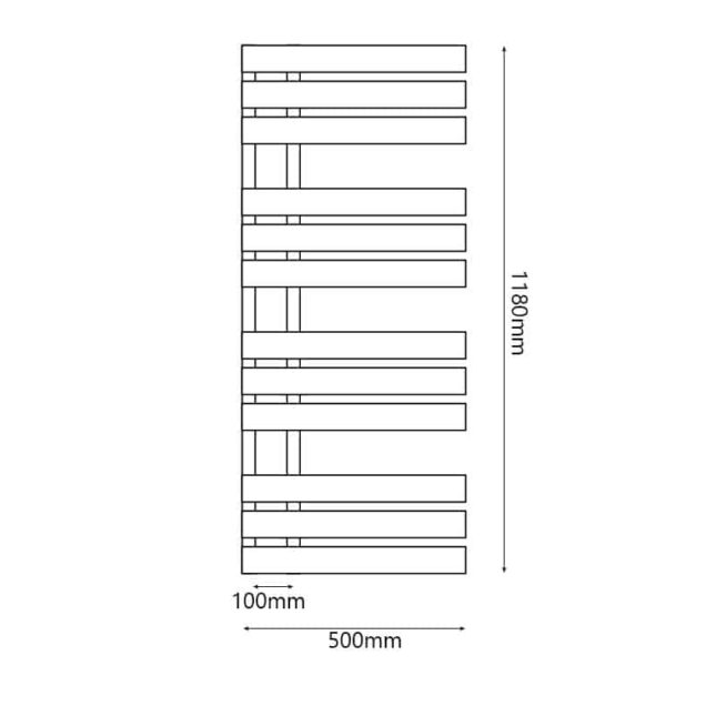 Oregon Chrome Designer Heated Towel Rail - W:500mm x H:1180mm - Image 3
