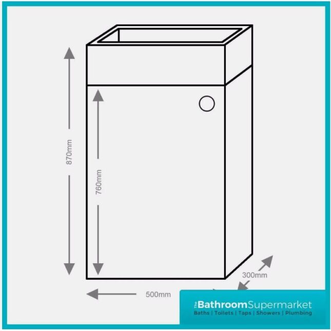 Denza Futura Gloss White Space Saving Toilet with Sink on Top 500mm - Image 4