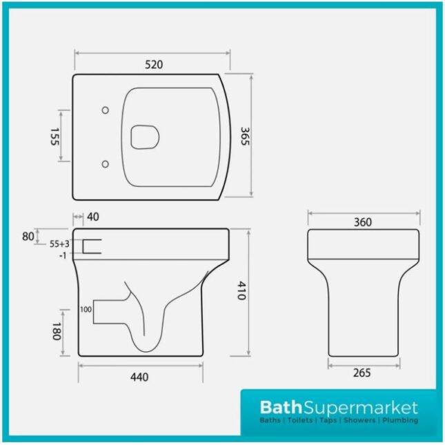 Denza Futura Gloss White Space Saving Toilet with Sink on Top 500mm - Image 3