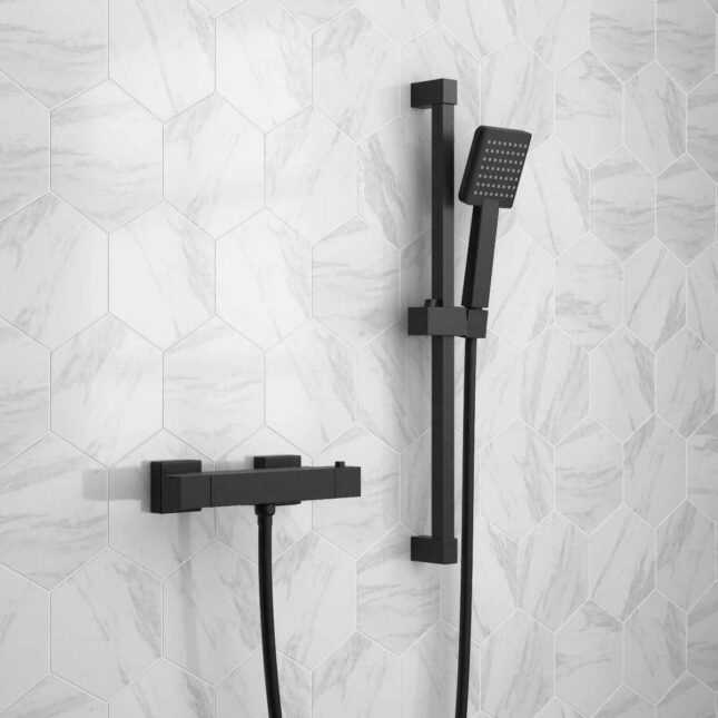 Sognare Mono Black Thermostatic Bar Square Shower Slider Shower Rail Kit - Image 2