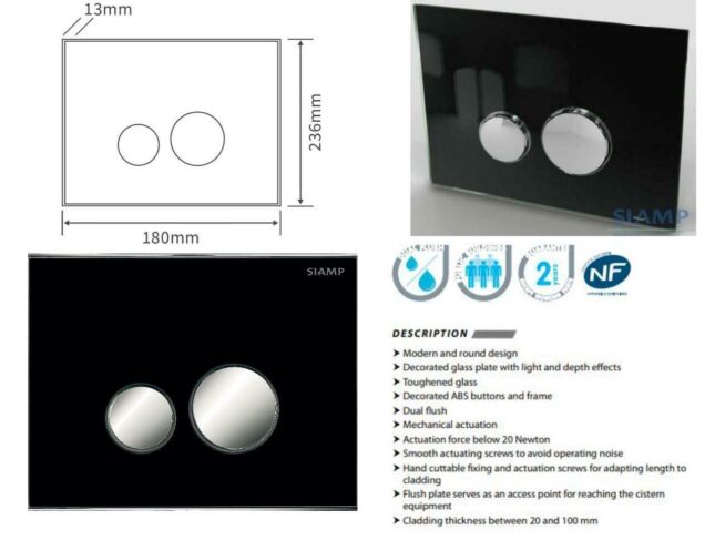 Siamp Wall-Hung Toilet Frame - Choice of Black Push Buttons - Image 6