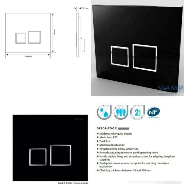 Siamp Wall-Hung Toilet Frame - Choice of Black Push Buttons - Image 5