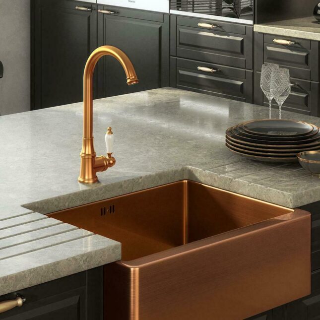 Elect Brass Traditional Style Kitchen Sink Mixer With Swivel Spout