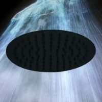 200mm Round Ultra Slim Shower Head Overhead Matte Black - Image 2