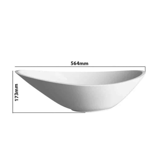AquaVolere White Manila Oval Resin Washbowl Basin – 564x323mm - Image 3
