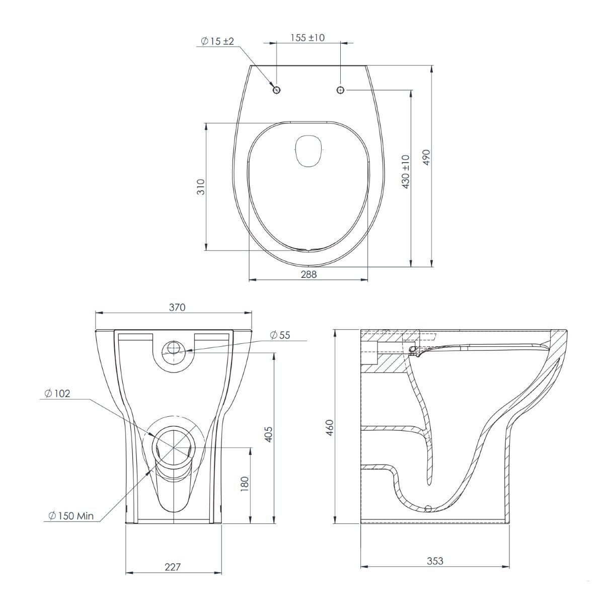 Tavistock Loft Comfort Height Back To Wall Rimless Toilet-Soft Close Seat - Image 4