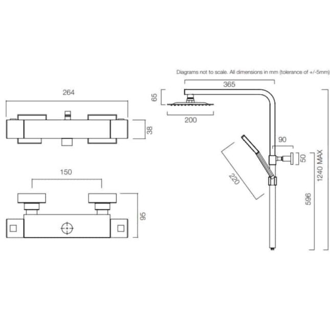 Tavistock Index Bar Valve Shower System With Cool Touch Valve