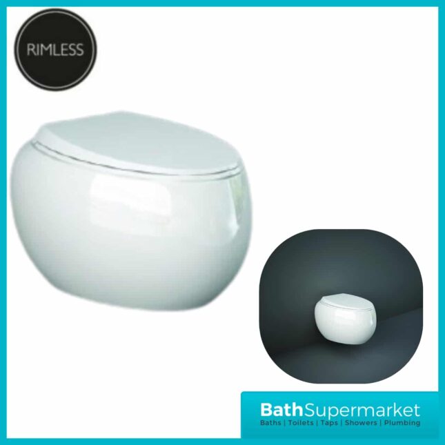 RAK Cloud Rimless Wall Hung Toilet with Urea Soft Close Seat - Alpine White
