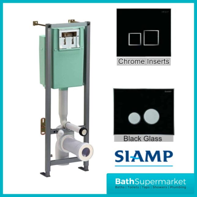 Siamp Wall-Hung Toilet Frame - Choice of Black Push Buttons
