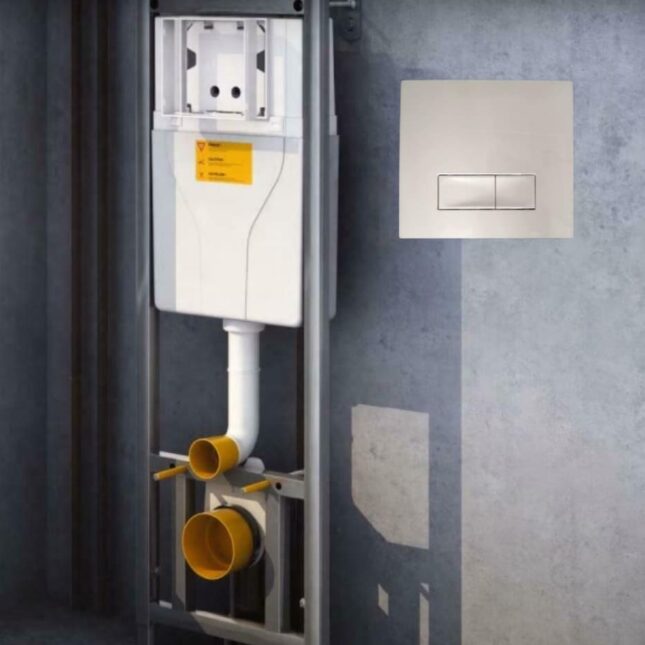 WC Toilet Frame and Concealed Cistern with White Flush Plate 1100mm High - Image 2