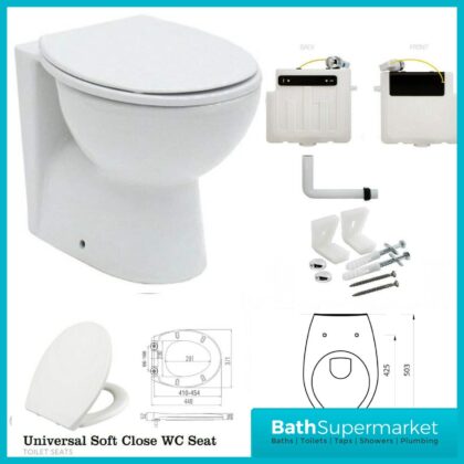 Back To Wall Toilet Pan BTW With Soft Close Seat And Concealed Cistern Modern