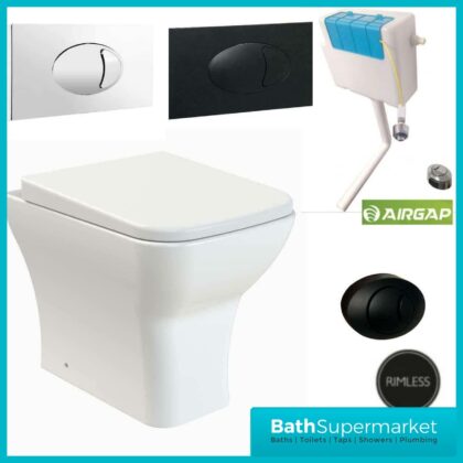 Rimless Ava BTW Pan & Cistern Pack- Choice Of Buttons