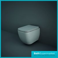 RAK Feeling Matt Grey Square Rimless Wall Hung Toilet Pan With Soft Close Seat