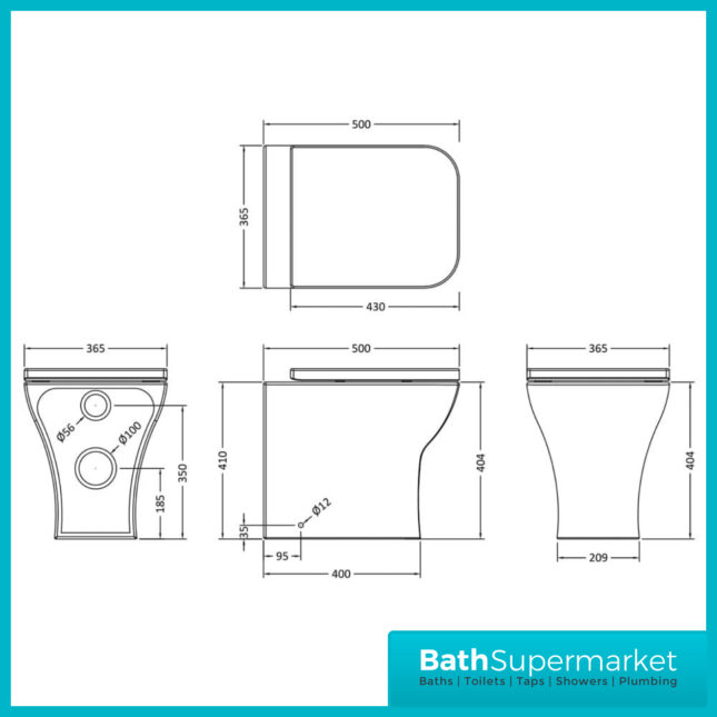 Rimless Ava BTW Pan & Cistern Pack- Choice Of Buttons - Image 2