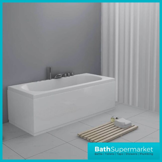 1900mm White Composite Waterproof Bath Panel - Adjustable Plinth