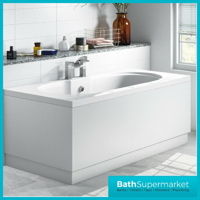 1900mm White Composite Waterproof Bath Panel - Adjustable Plinth
