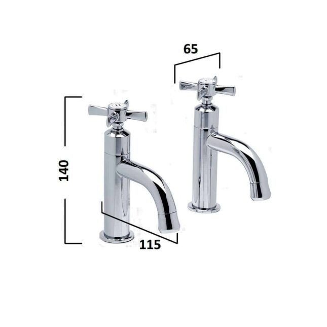 Tavistock Cheltenham Chrome Pair Of Pillar Basin Taps-TCM70 - Image 5