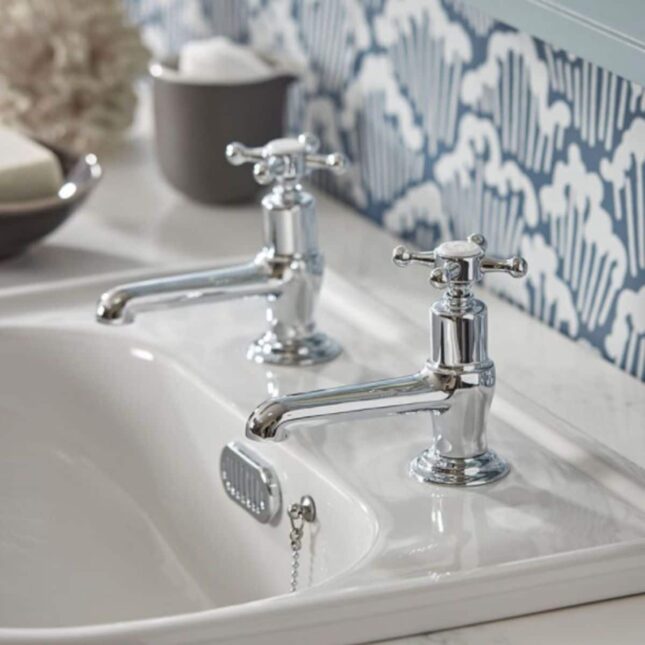 Tavistock Ashmore Chrome Pair of Basin Pillar Taps-TAM70 - Image 4