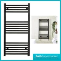 Matt Black Straight Heated Towel Rail 400mm By Various Heights