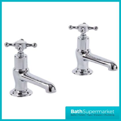 Tavistock Ashmore Chrome Pair of Basin Pillar Taps-TAM70