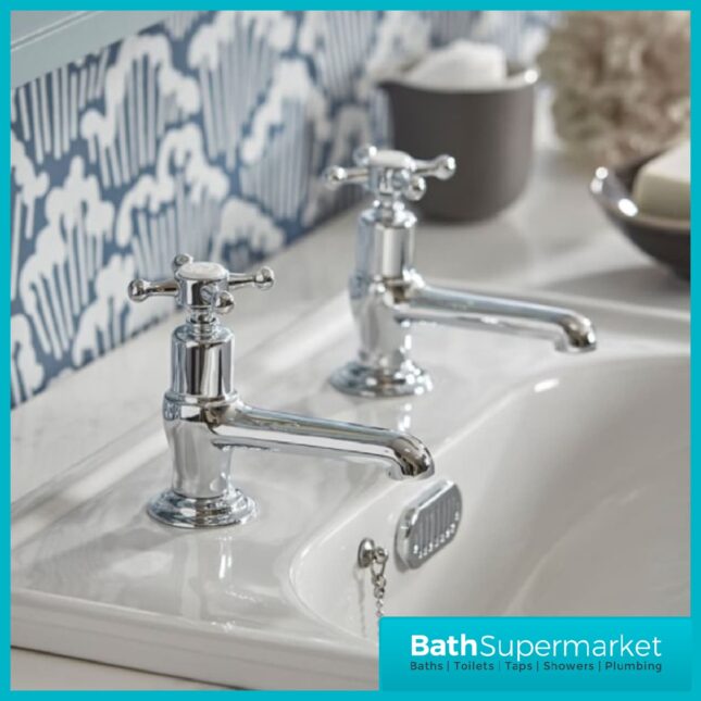 Tavistock Ashmore Chrome Pair of Basin Pillar Taps-TAM70