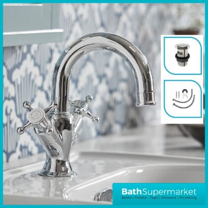 Ashmore Chrome Basin Mixer Tap-Clicker Waste