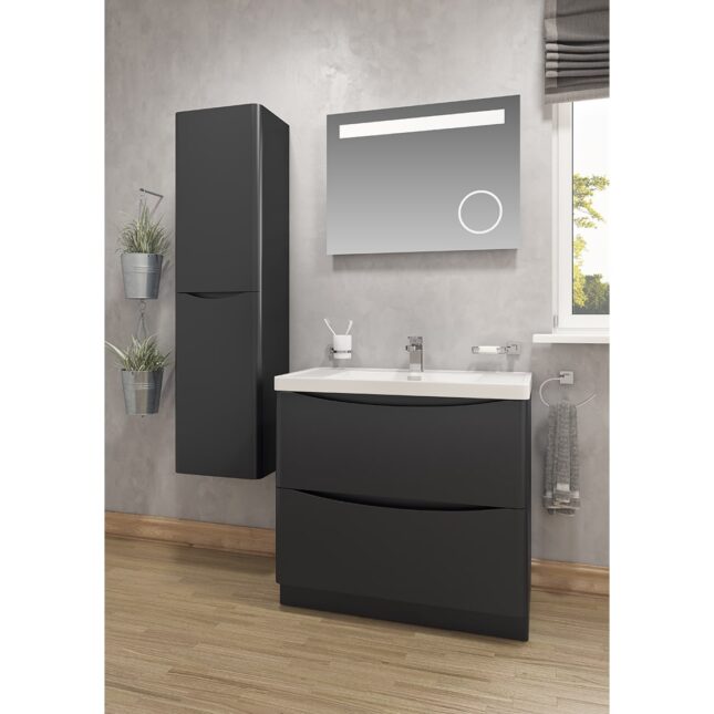 Cassellie Bali Anthracite Wall Mounted Tall Storage Unit-1500mm - Image 2