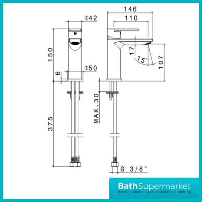 BTL Vema Timea Chrome Basin Mixer Tap-No Waste