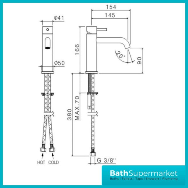 BTL Vema Tiber Stainless Steel Basin Mixer Tap-No Waste