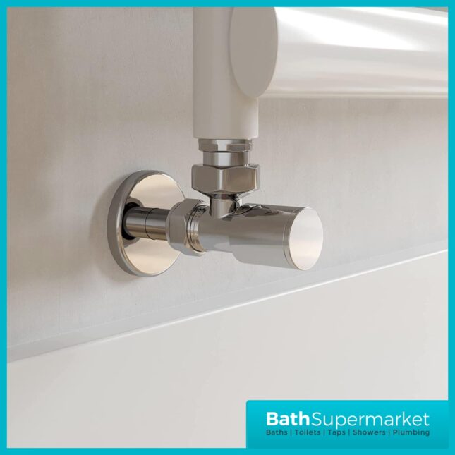 Chrome 15mm Round Angled Radiator Valves Pair