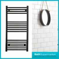 Matt Black Straight Heated Towel Rail 400mm By Various Heights