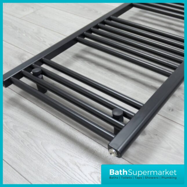 Matt Black Straight Heated Towel Rail 400mm Width - Various Heights - Image 3