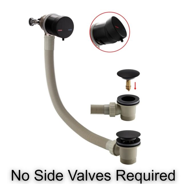 Scudo Matt Black Bath Filler and Overflow with Click Clack Waste - Image 5
